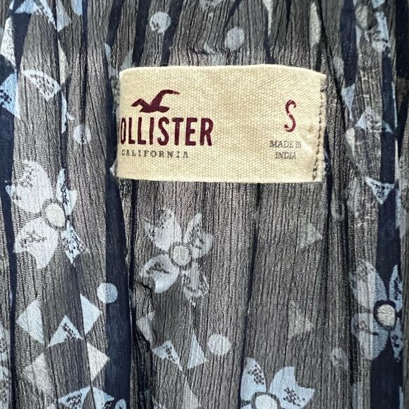 Hollister Boho Peasant Blouse Chiffon 3/4 Sleeve blue Size Small - Picture 2 of 16